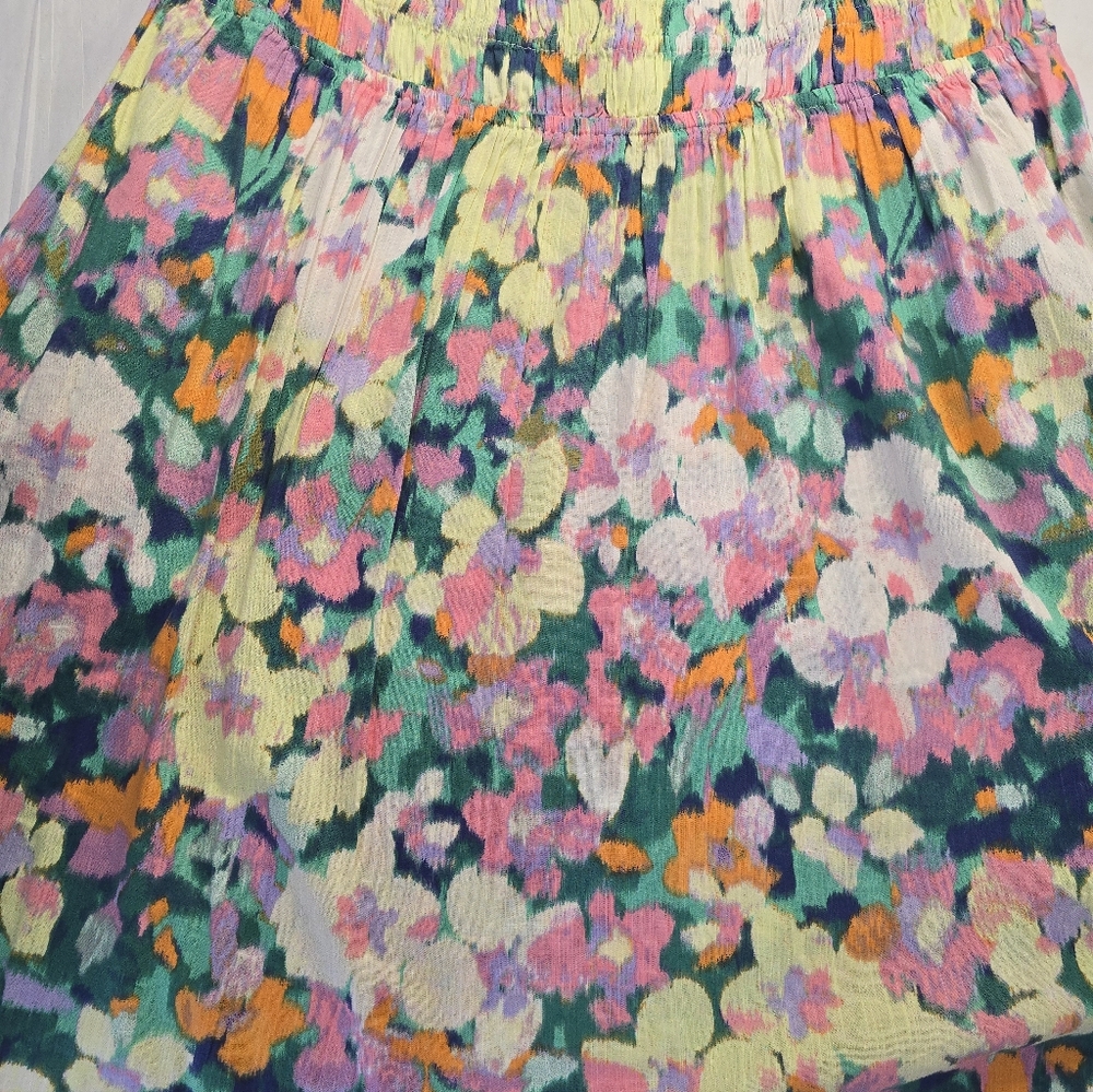 Gap Smocked Waist Dress Puff Sleeve Floral Multicolor Above Knee 2XL - Picture 8 of 10